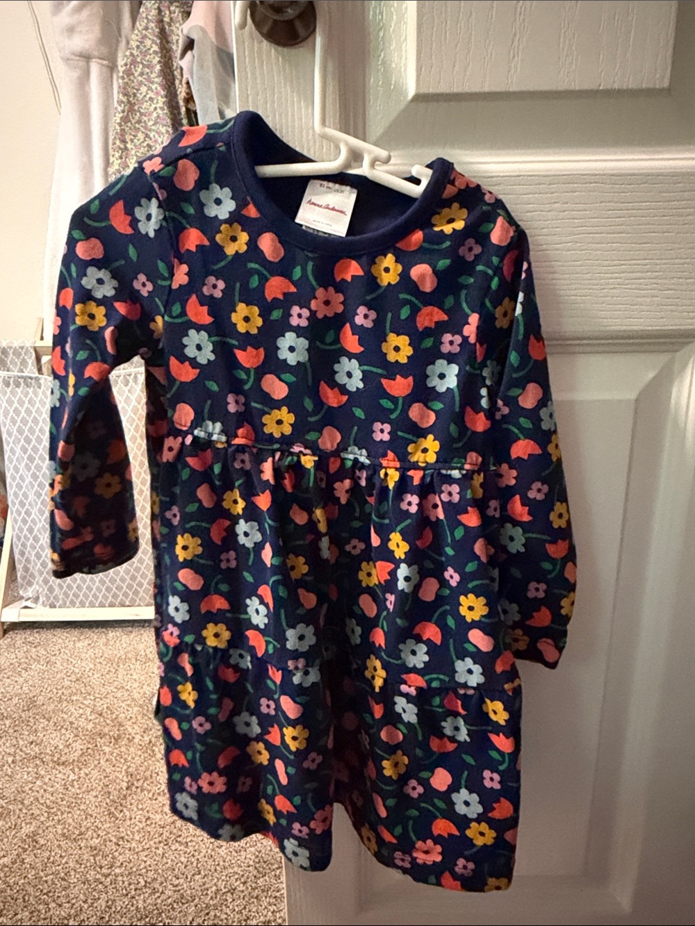 Hanna Andersson Navy Floral Long-Sleeve Knit Dress